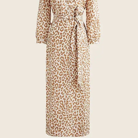 J. Crew Tie Waist Shirt Dress in Bold Leopard Button Up Size 2 - Picture 2 of 8